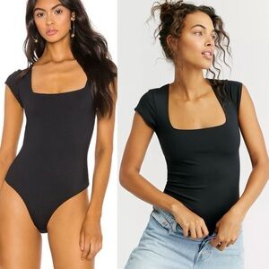 Free People Square Eyes Bodysuit Black